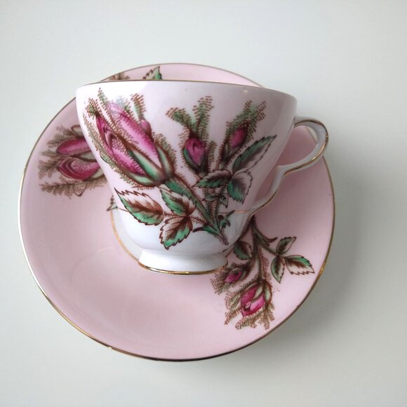 *RARE* Taylor & Kent Longton England Rose Moss Tea Cup & Saucer - Picture 3 of 8